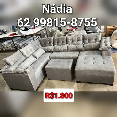 Sofá De canto com chaise +braço rei 