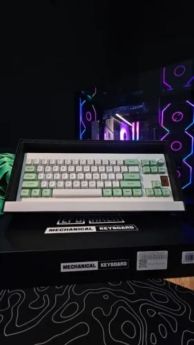 Teclado Mecanico Epomaker Shadow X, ARGB, Switch Flamingo, White Green, SHADOWX-WG-FLG