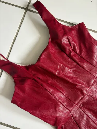 Vestido Festa - Vermelho Couro Sintético