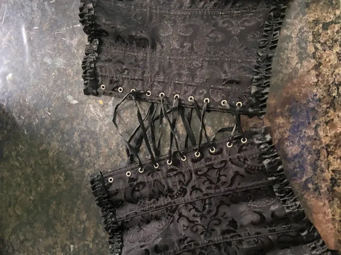 Corset zíper e amarração preto