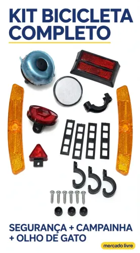 KIT SEGURANÇA COMPLETO PARA BICICLETA - NOVO