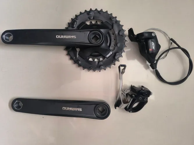 Kit pedivela Shimano, câmbio diant.audax + Passador Audax + corrente 9v 