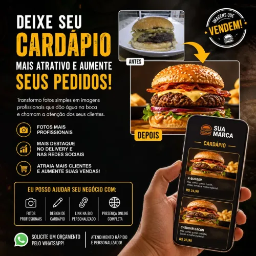 Faço design para cardápio de lanchonete e delivery
