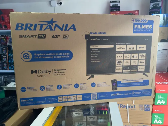 TV 43 BRITÂNIA SMART ROKU HDR10 DOLBY AUDII B43CRA