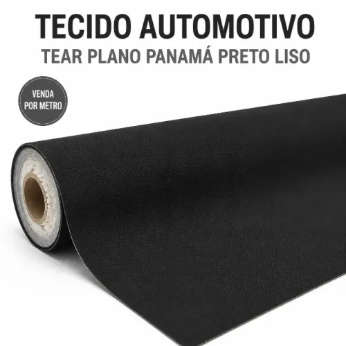 Tecido Automotivo Tear Plano Panamá Preto Liso com Espuma - Venda por Metro