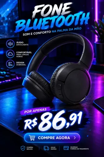 Fone Bluetooth Sem Fio ? Som Potente e Conforto por Apenas R$ 86,91