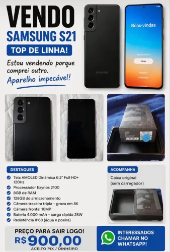 Samsung Galaxy S21 128gb 8gb Ram Dual Chip Preto Cor Preto