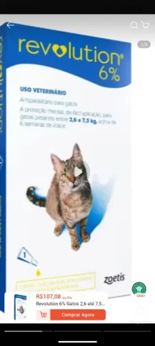 Vende revolution pRa gatos até 7kg e meio são 2 pepitas cada uma 80 reais