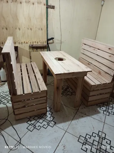 Jogo bancos de paletes para restaurante conveniência