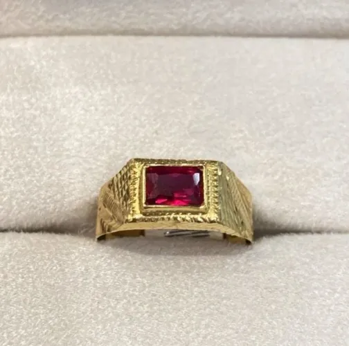 ANEL OURO PEDRA VERMELHO