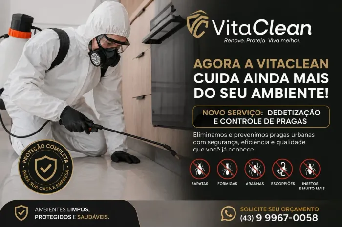 Dedetizacao contra escorpiões, aranhas, baratas, formigas etc.