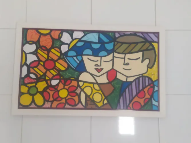Quadro Decorativo Estilo Pop Art - Cores Vivas (Casal e Flores)