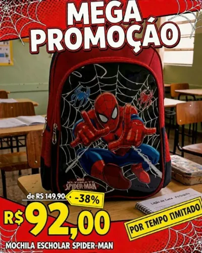 Mochila de Alça Infantil Homem-Aranha