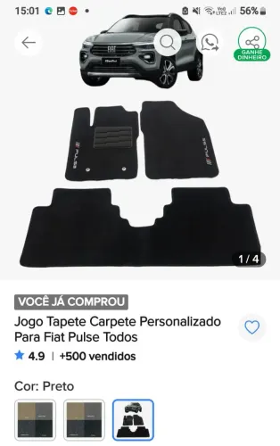 Jogo de tapete carro Pulse