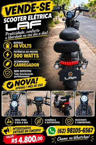 Scooter Elétrica LAF 48V 500W - Apenas 1 Mês de Uso - R$ 4.800