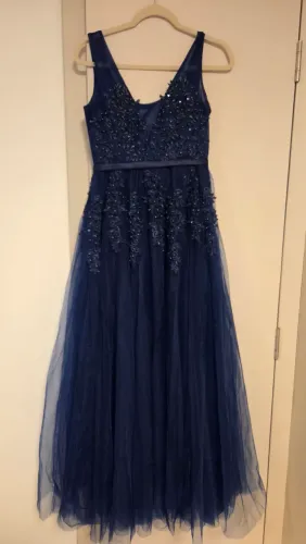 Vestido festa tule azul tamanho P