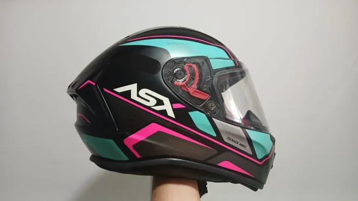 Capacete ASX Draken verde com rosa, tam 60