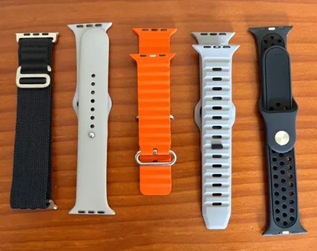 Kit 5 Pulseiras Compatível Apple Watch Ultra 42/44/45mm Nylon Silicone Esportiva