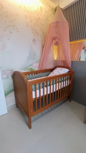 Berço evolutivo 2 em 1 em madeira Tulipa baby - com colchão