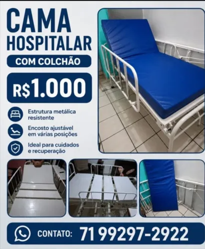 CAMA HOSPITALAR COM COLCHÃO