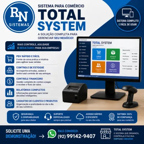 Sistema para Comércio | Total System PDV | Emissão de NF-e e Controle de Estoque