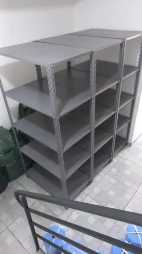 prateleira estante ferro reforcada 2,00x0,90x0,60 c/ 5 bandejas nova