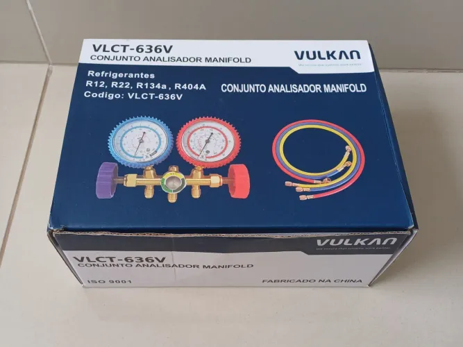 Manifold Vulcan VLCT-636V conjunto analisador de refrigeração com adaptador 5/16 × 1/4