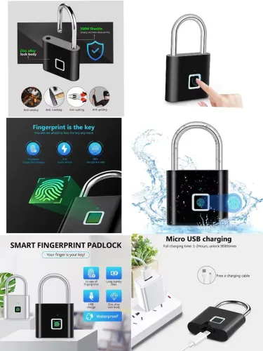 Cadeado Inteligente Biométrico Kerui À Prova D'água USB