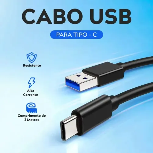 Cabo USB Tipo C 100w com 2 Metros