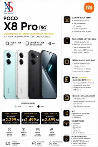 Smartphone Xiaomi Poco X8 Pro 5g 08gb Ram 512gb Rom Lacrado Entregamos Gratis