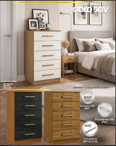 Cômoda Gold 5 gavetas