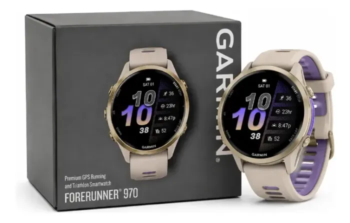 Garmin Forerunner 970 47mm | Branco, Cinza/Roxo e Preto | GPS Esportivo Premium
