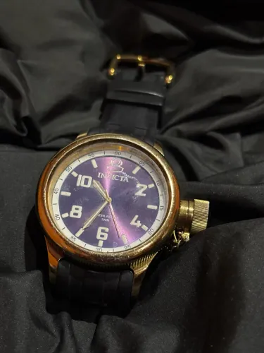 Relógio Invicta Russian Diver Masculino Dourado de 43mm com Pulseira Preta ORIGINAL