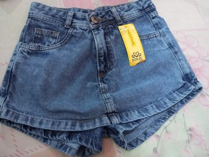Short saia jeans n:34 novo