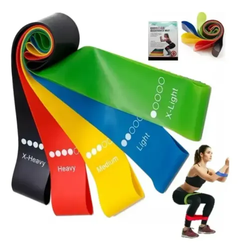 Kit 5 Faixa Elastica P/ Treino Extrsor Super Band Academia