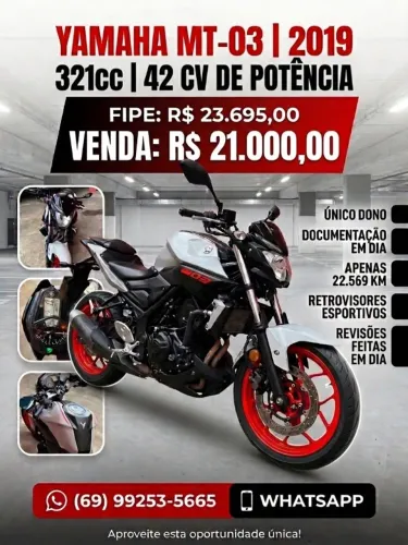 Yamaha MT-03 2019 abaixo da FIPE