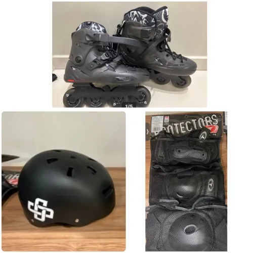 Patins Flying Eagle X5F  + kit de proteção Traxart - Estado de Novo (na caixa)