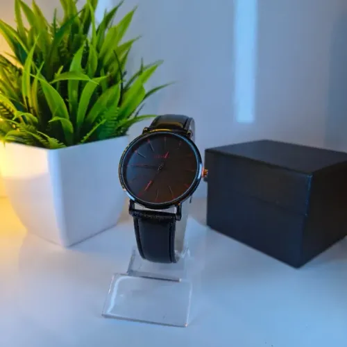 Relógio Masculino Couro BlackRed Geneva® - Novo na Caixa + Pulseira e Colar Preto