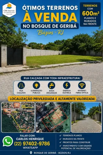 Ótimo terreno a venda no Bosque de Geribá em Buzios RJ.
