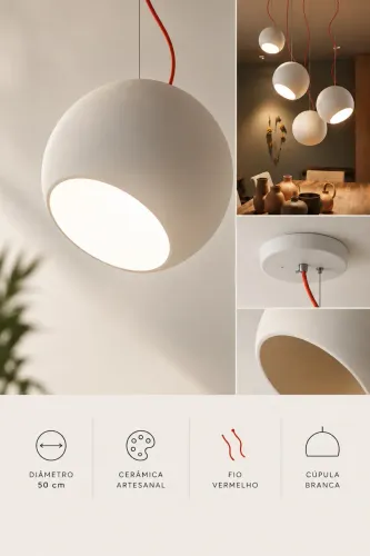 3 Luminárias Pendentes Gaya 50 cm - NOVAS (sem uso)