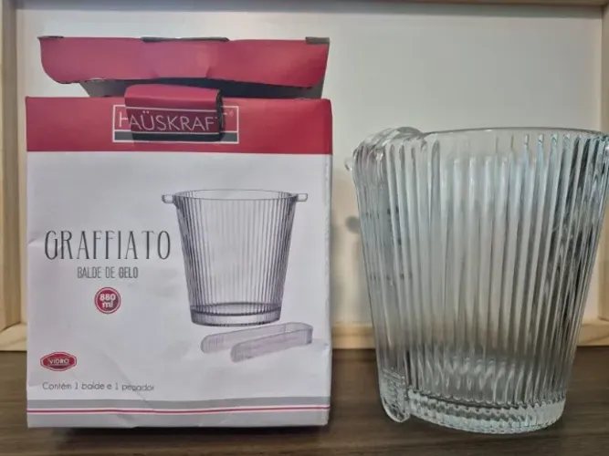 Balde de Gelo Haüskraft em Vidro Graffiato - Novo | Elegante e Prático