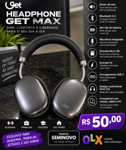 FONE DE OUVIDO - HEADPHONE GET MAX (SEMINOVO)