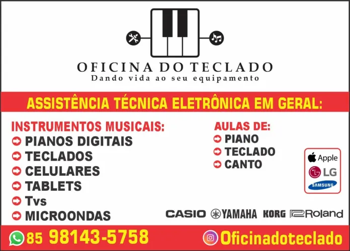 Conserto de Teclados musicais, microondas e televisão