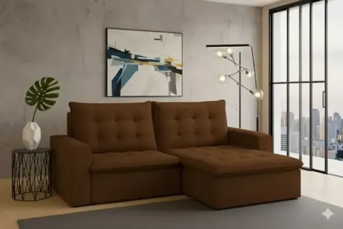 Sofá retratil e reclinavel marrom (dividimos em ate 10x sem juros)