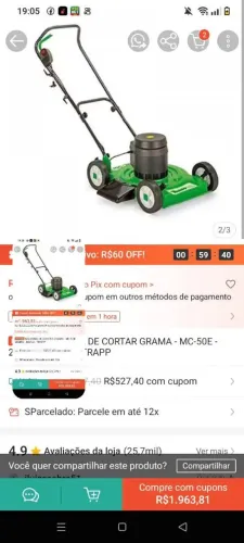 Aluguel de carrinho de cortar grama