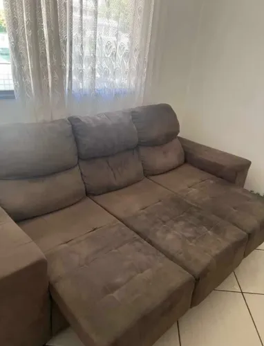Sofá Retrátil e Reclinável 3 Lugares Marrom - Preço de Oportunidade