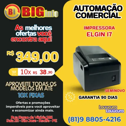 Impressora Nao Fiscal Elgin i7, Serrilhada, Usb - Em ate 10x Fixas
