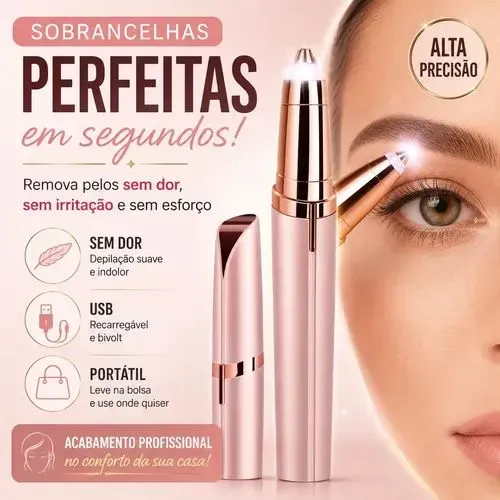 Caneta Depiladora Sobrancelha Elétrico Recarregável USB Bivolt (Cores Sortidas)
