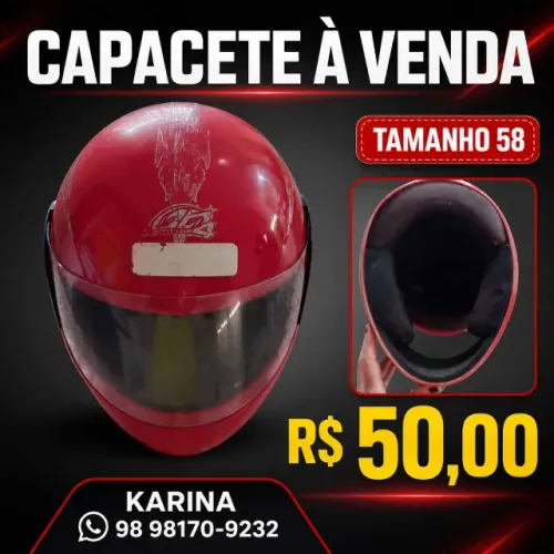 CAPACETE VERMELHO PARA MOTO TAM 58