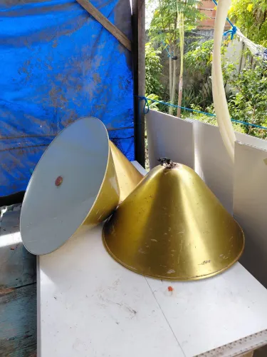 Lote Com 3 Lustres Pendentes Alumínio Cone - Para Restauração / Pintura